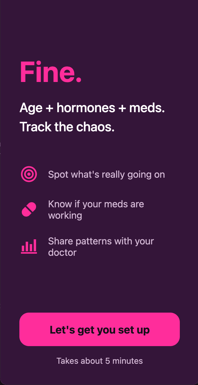 Fine app welcome screen